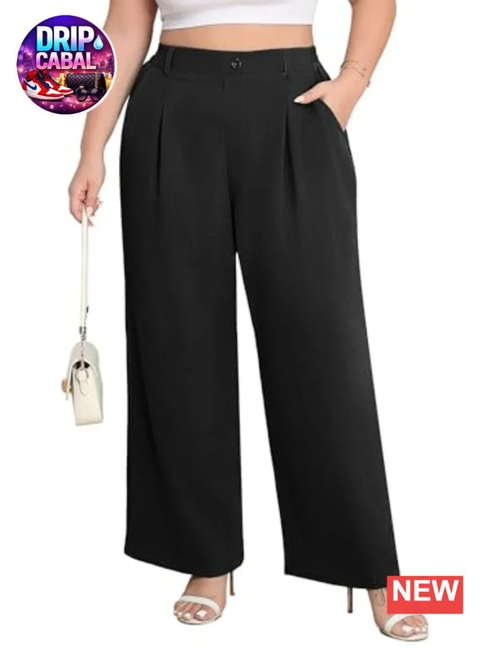 Plus Size Wide Leg Palazzo Pants High Waist Elastic Pull On Dressy Casual